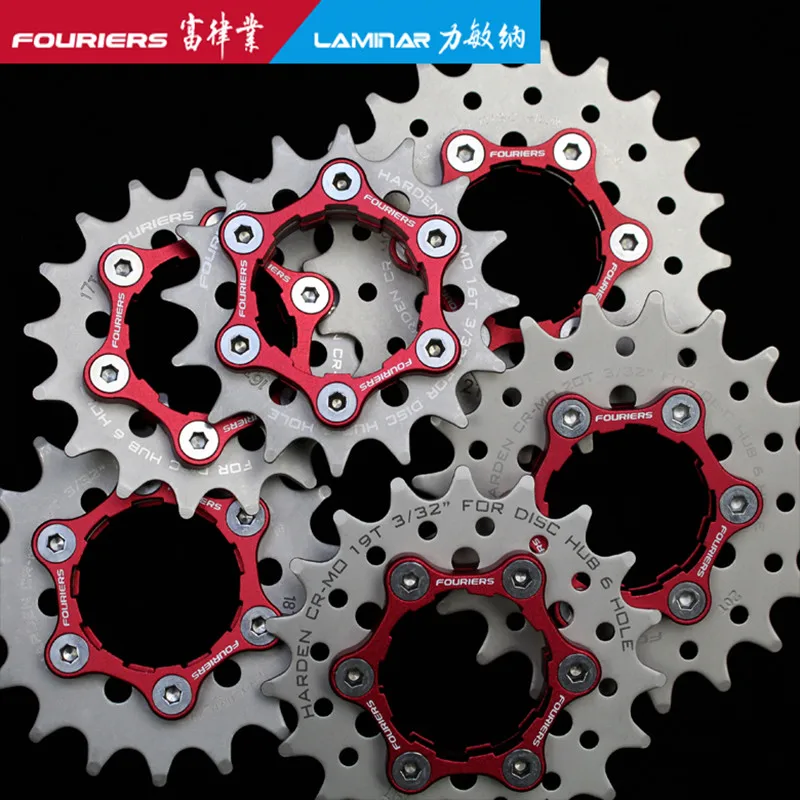 FOURIERS FIXED GEAR CHAINRING Single Speed cog Adapter For Disc Hub 6 Hole and Cassette Hub Teeth 16T-23T