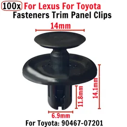 100 stücke Für TOYOTA für LEXUS Befestigungen Trim Panel Clips Stoßstange Kotflügel Push Pin Nieten Passt In 7 Mm Loch (90467-07201)