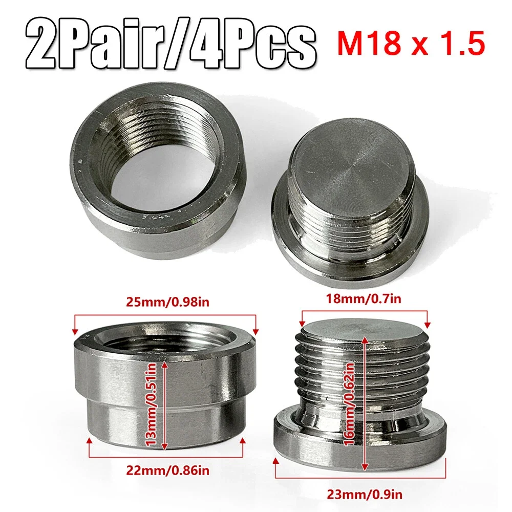 

4PCS/Set Oxygen Sensor Bung+Plug Replacement Accessories O2 Oxygen Sensor Metal Weld On Bung & Plug Wideband Nut Cap Kit Set