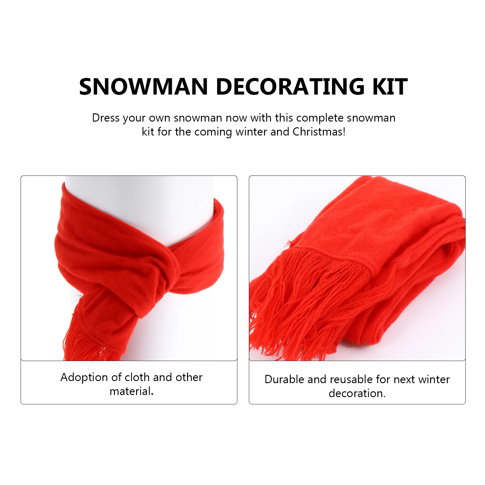

1Set Snowman Decorating Kit Cloth Hat Scarf Xmas Snowman Building Kit DIY Outdoor Winter Holiday Decoration