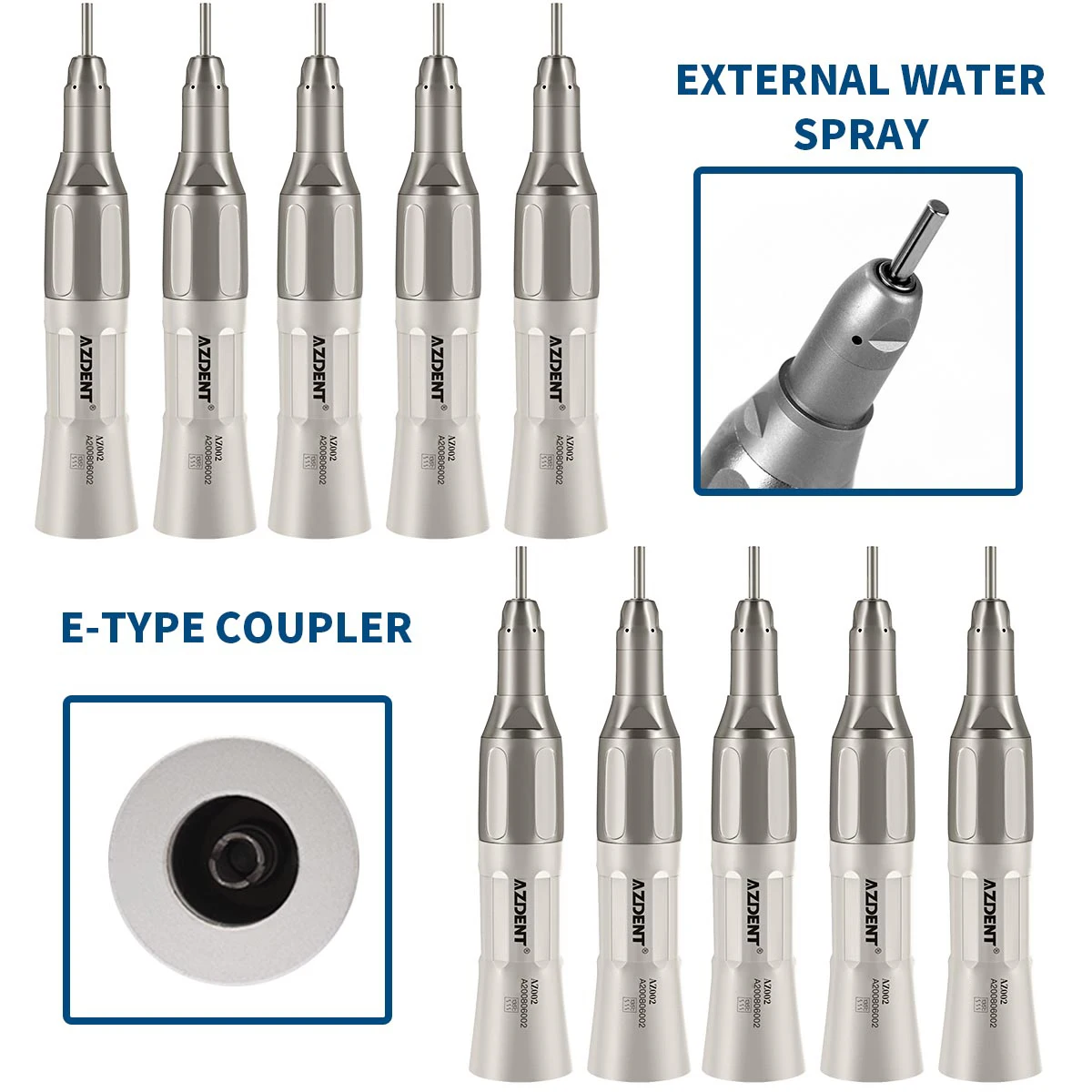 AZDENT zubní přímo handpiece 1:1 nízko rychlost přímo nos kužel oblek pro ø2.35mm brousky eulerovo císlo typ externí voda rozprašovací zubař nářadí