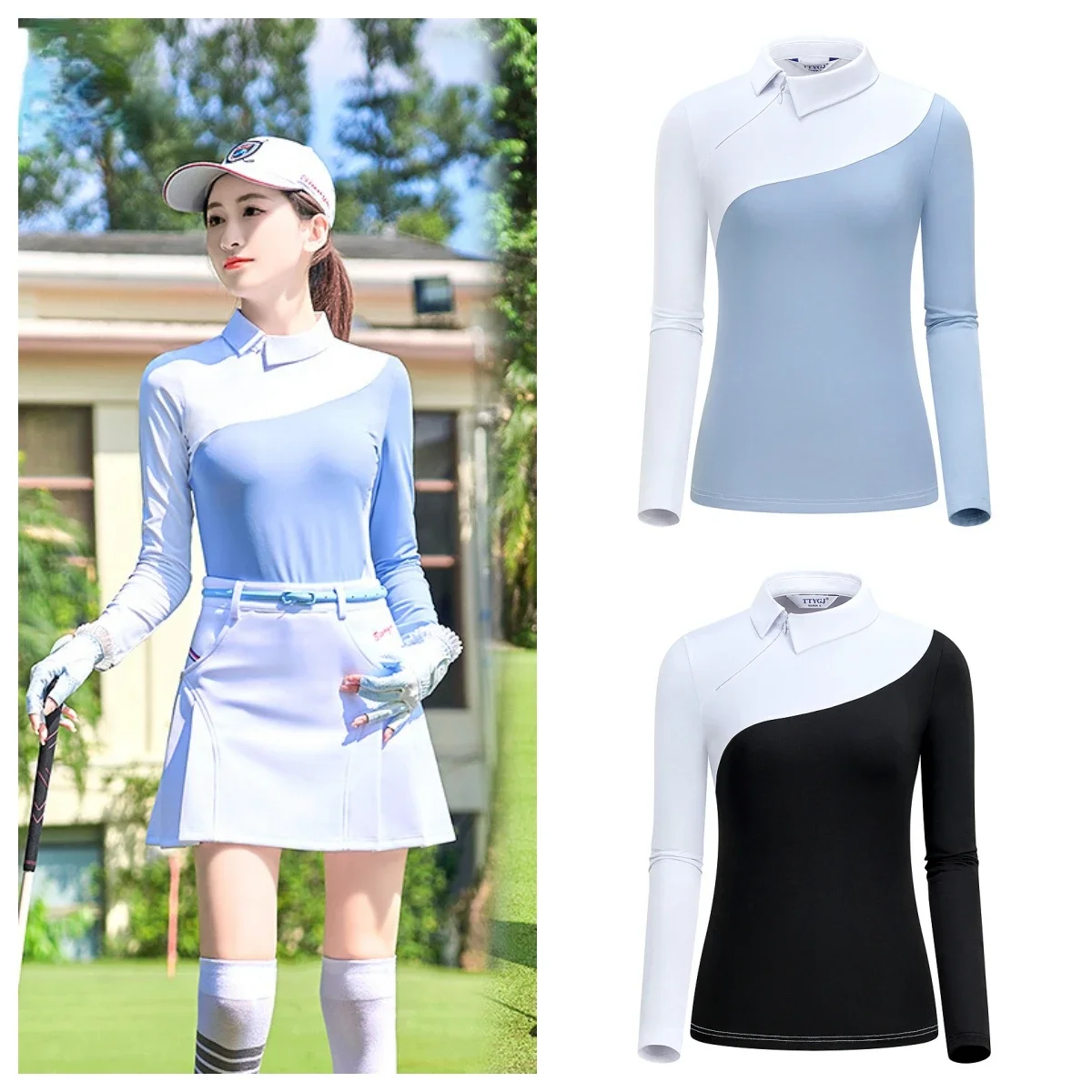 

Spring Golf Clothes Women Shirt Long Sleeved Tennis T-shirt Polo Top Quick Drying Sportswear Elastic Slim Fit Team Clothing