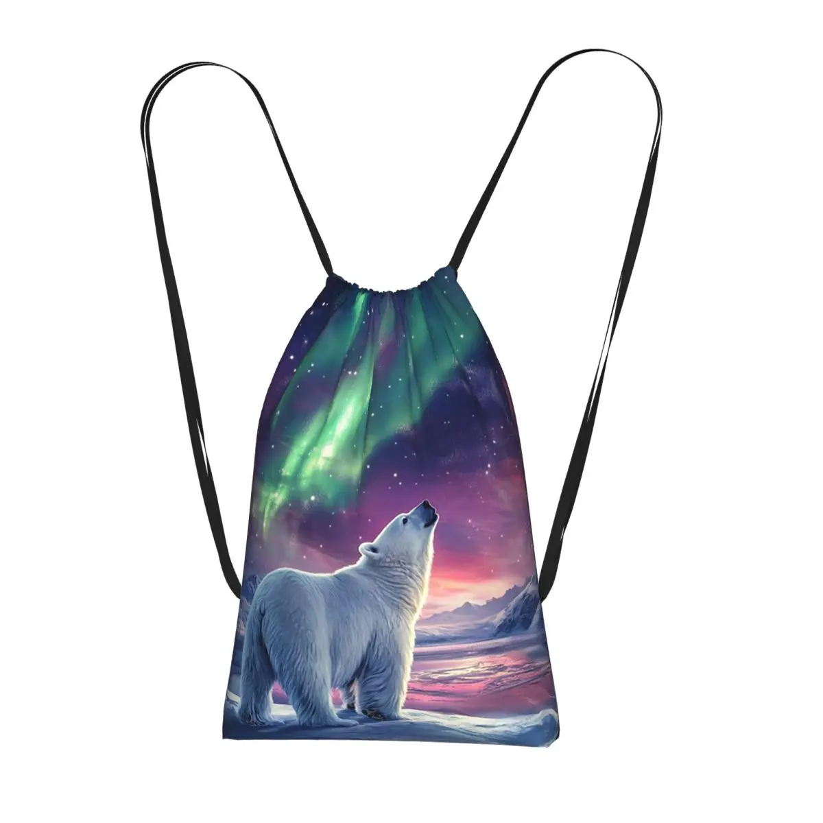 Bear Looks Up At The Starry Sky Backpacks Fashion Drawstring Bundle Pocket Sports Bag Book Bags for Travel Students