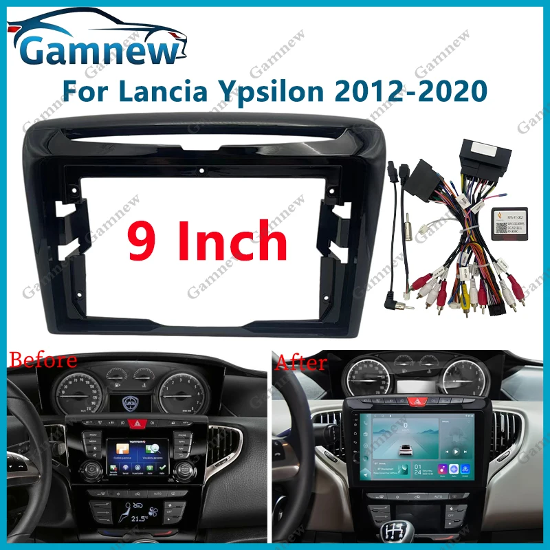 

9-дюймовая автомобильная рамка-панель с адаптером Canbus для Android-магнитолы, комплект аудиопанели для Lancia Ypsilon 2012-2020