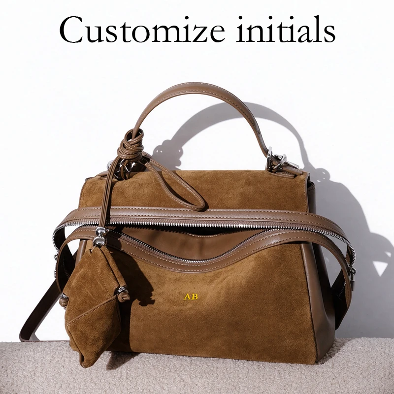 Mochilas de piel auténtica para mujer con iniciales personalizables bolsos y carteras de lujo de diseño novedad 2026 bolso pequeño de hombro o para llevar bajo el brazo estilo vintage en piel de vacuno tipo ante