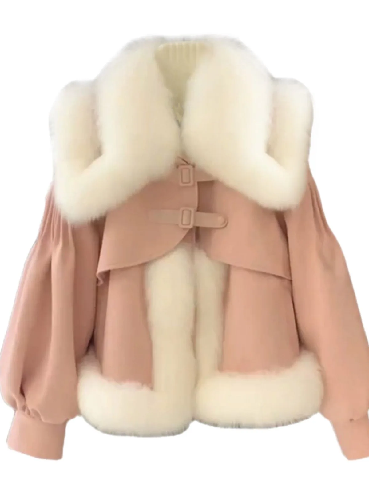 

Women's Fashion Stitching Fashionable Faux Fur Coat Winter New Style