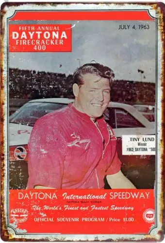 Daytona Firecracker 400 Stock Car Race All Metal Tin Sign  8x12