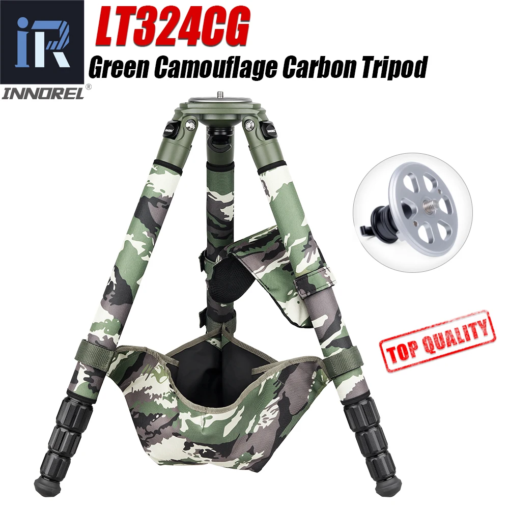 LT324CG Camouflage Carbon Fiber Tripod for Canon Nikon DSLR Camera Professional Birdwatching Heavy Duty Tripod Stand 30kg Load