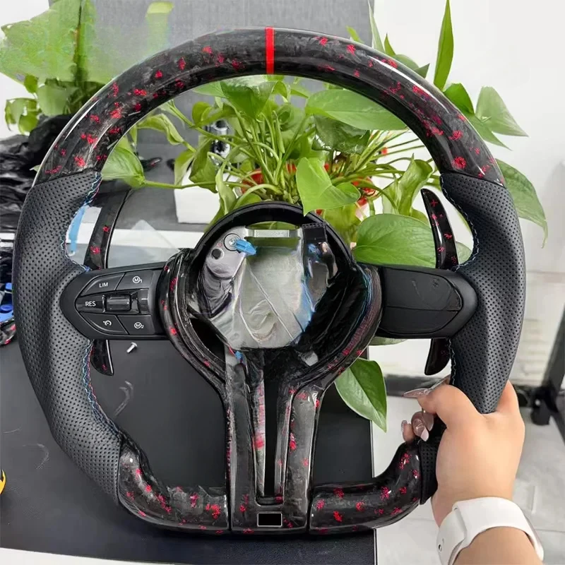 

Customized Red Forged Carbon Fiber Material Steering Wheel With Long Blades, Suitable For BMW F30 F10 E90 M2 M4 M5 M6 X5