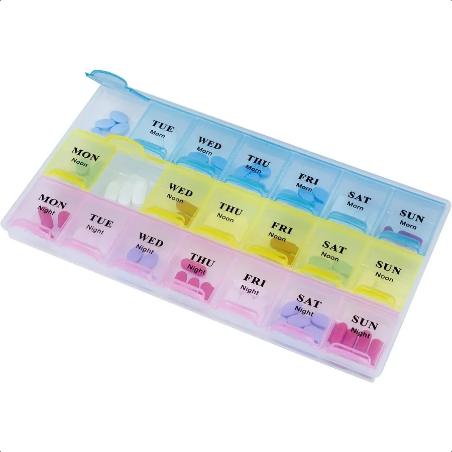 

Weekly Pill Organizer 21 Day Pill Planners for Pills Vitamins and Medication 3 TimesaDay Medication Reminder Boxes Easy to Read