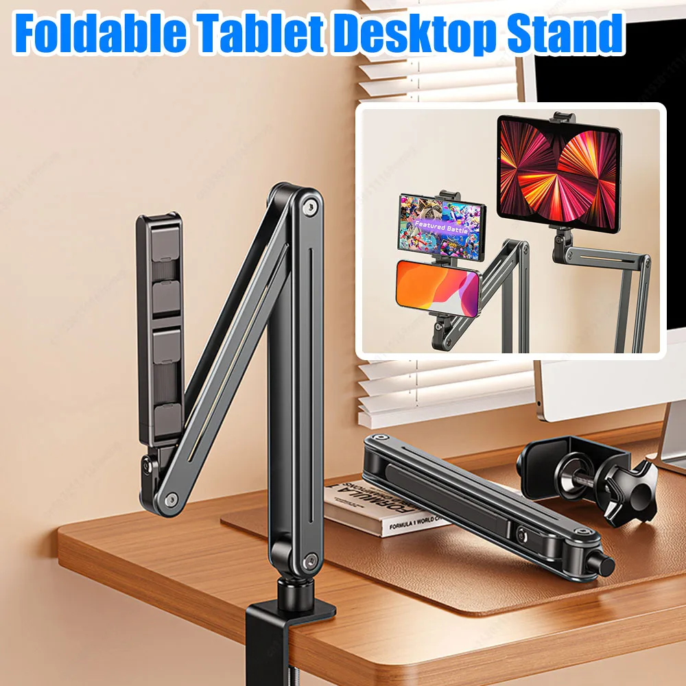 折りたたみ式ベッド-デスクアームマウント360-°-回転タブレットスタンド-カンチレバー式-怠惰な携帯電話ホルダー-iphonex-pro-n-switch用