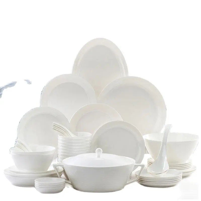 

Jingdezhen Ceramic Dinnerware Set Kitchen Tableware Ceramic Plates and Dishes Bowls 60pcs combination Dinnerware Sets