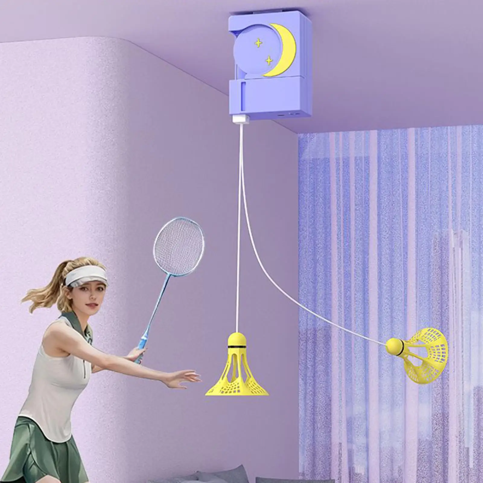 Тренажер для бадминтона для взрослых и детей с эластичным шнуром, инструмент для обучения соло из АБС-пластика, клей для отскока, дистанционное оборудование для тренировок по бадминтону Тренажер для бадминтона для взрослых и детей с эластичным шнуром, инструмент для обучения соло из АБС-пластика, клей для отскока, дистанционное оборудование для тренировок по бадминтону