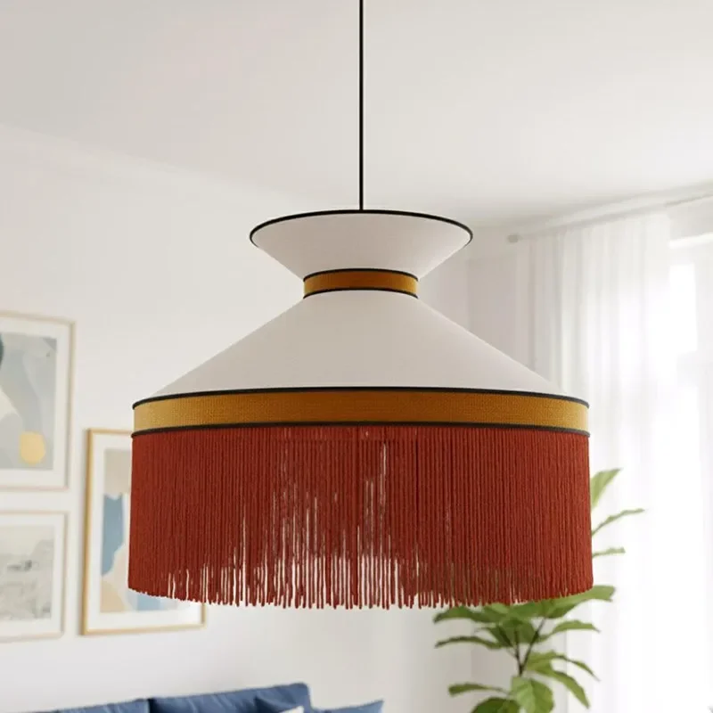 Flared Bell Chandelier with Fringe Modern Pendant Light for Living Room Hotel Exhibition Hall Soft Decor Dressing Area