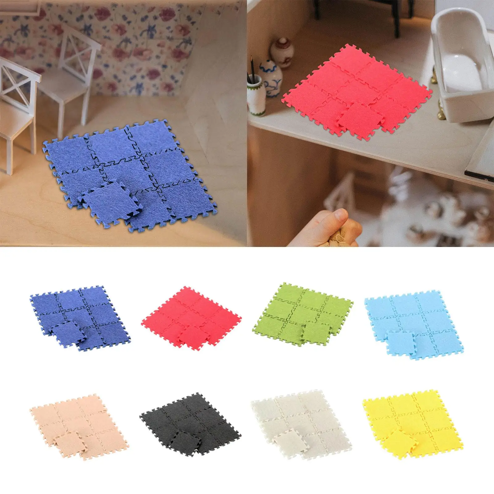 2-6pack 9 Pieces 1/12 Miniature Floor Area Rug Home Decoration