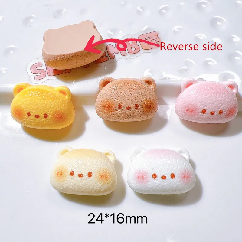 20Pcs Cartoon Bear Bread Flatback Resin Jewelry Earrings Phone Shell Craft Decoration Material Cabochon Scrapbooking Accessories