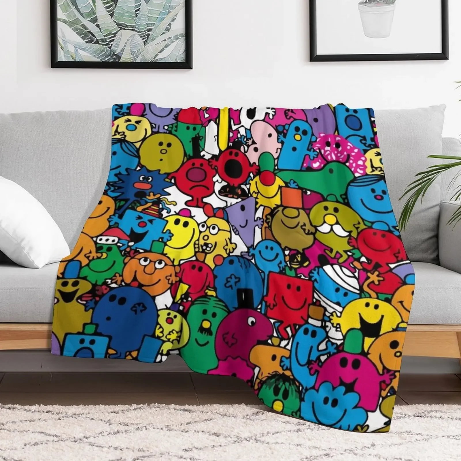 Mr Men Pattern Throw Blanket Wrinkle Resistant Lightweight Blanket