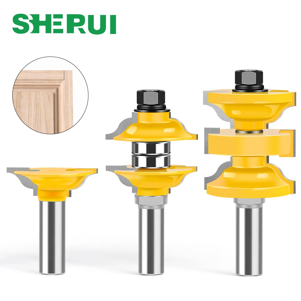 3pcs 12mm 8mm 12.7mm Shank Entry Interior Tenon Door Router Bit Set Ogee Matched R&S Router Bits Carving For Wood