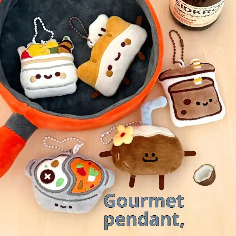 1/2 pezzi cartone animato simulato cibo figurine portachiavi in peluche divertente bambola di pezza morbida giocattolo zaino appeso decorazione accessori regali