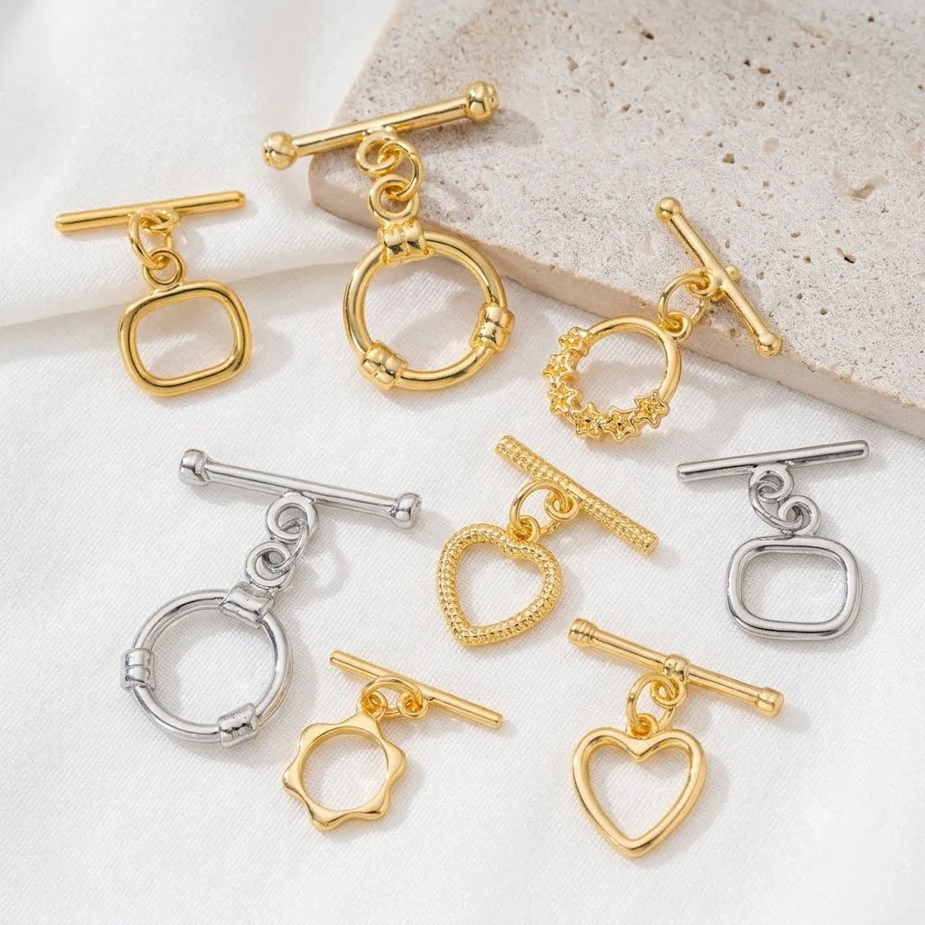 2Sets 18K Gold Plated OT Clasps Toggle Closure Hooks Connector For DIY Bracelets Necklaces Jewelry Making Findings Accessories