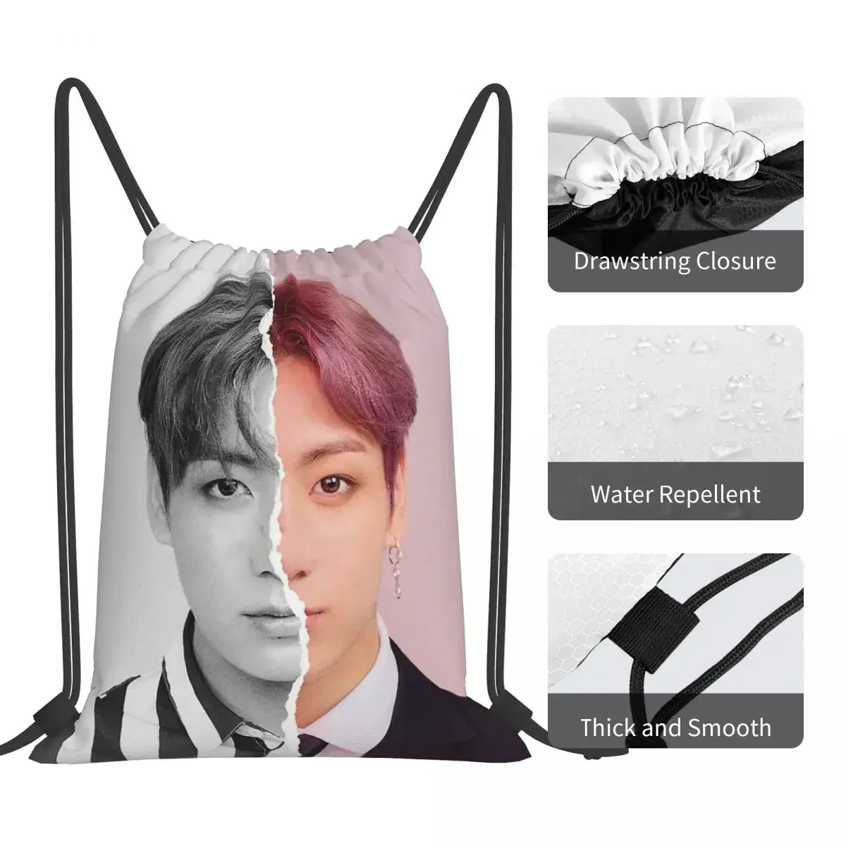 Jungkook Backpacks Multi-function Portable Drawstring Bags Drawstring Bundle Pocket Sports Bag Book Bags For Man Woman School