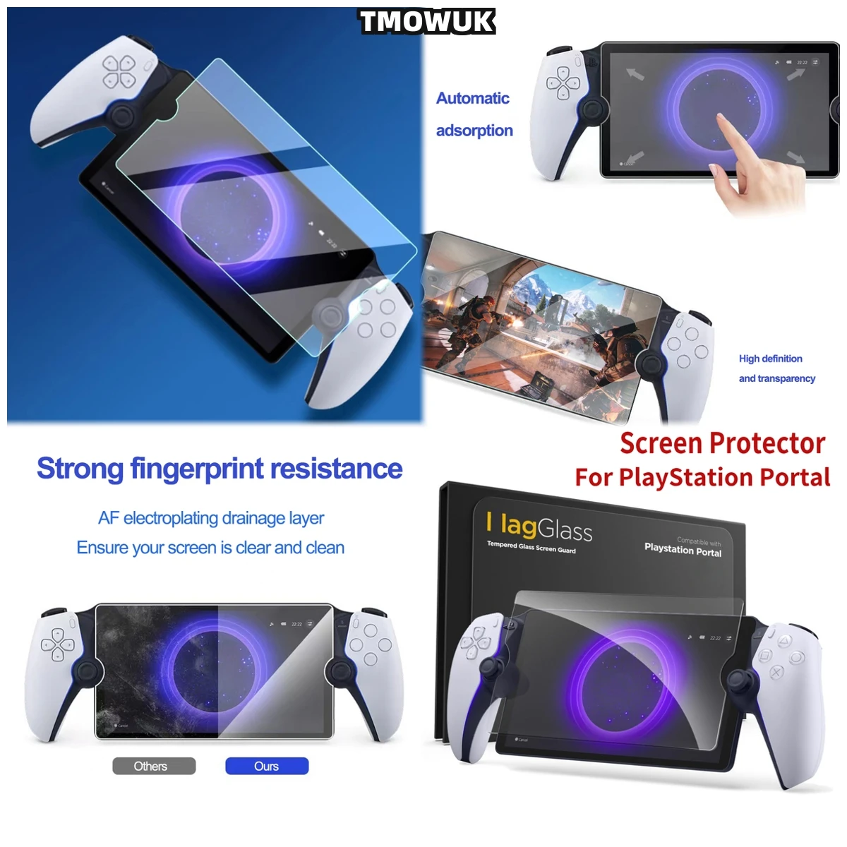 

Tempered Glass Screen Protector For Sony PlayStation Portal 5 PS5,Anti-Fingerprint & Transparent