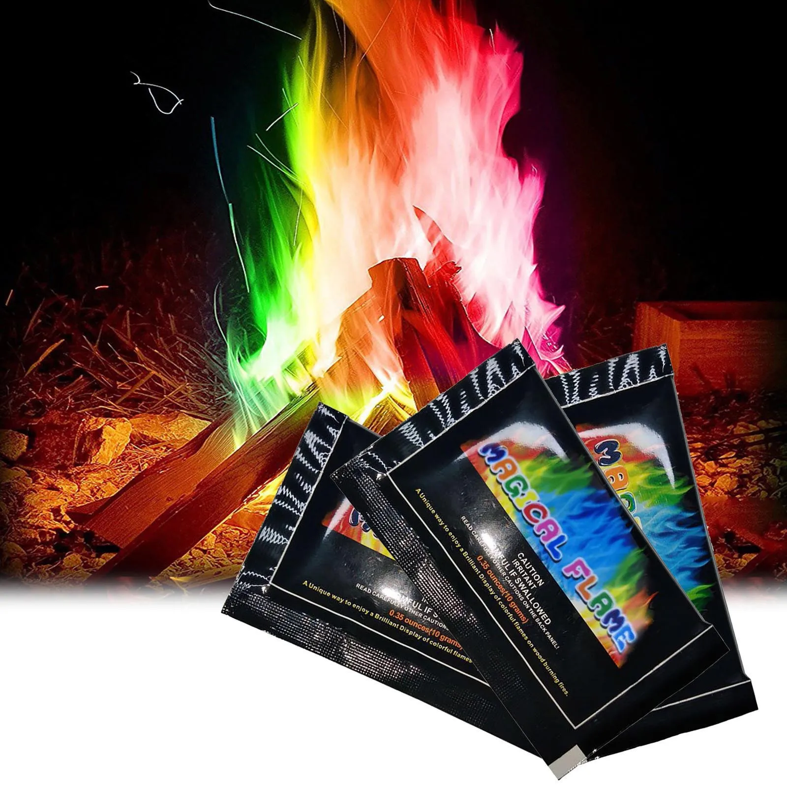 10Pack/Lot Party Decoration Props Mystical Fire Coloured Magical Flame Bonfire Campfire Fireplace Powder Trick Pyrotechnics Toy