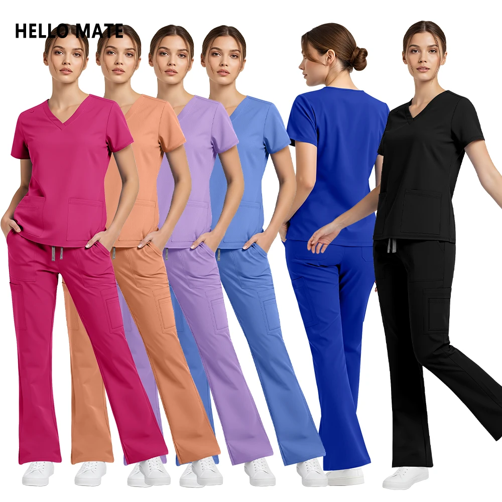 Uniforme de Trabajo para Esteticista, Uniforme Médico Quirúrgico, Ropa de Enfermera, Conjunto de Uniforme Médico para Doctora o Dentista, Blusa y Pantalones Clínicos Nuevos