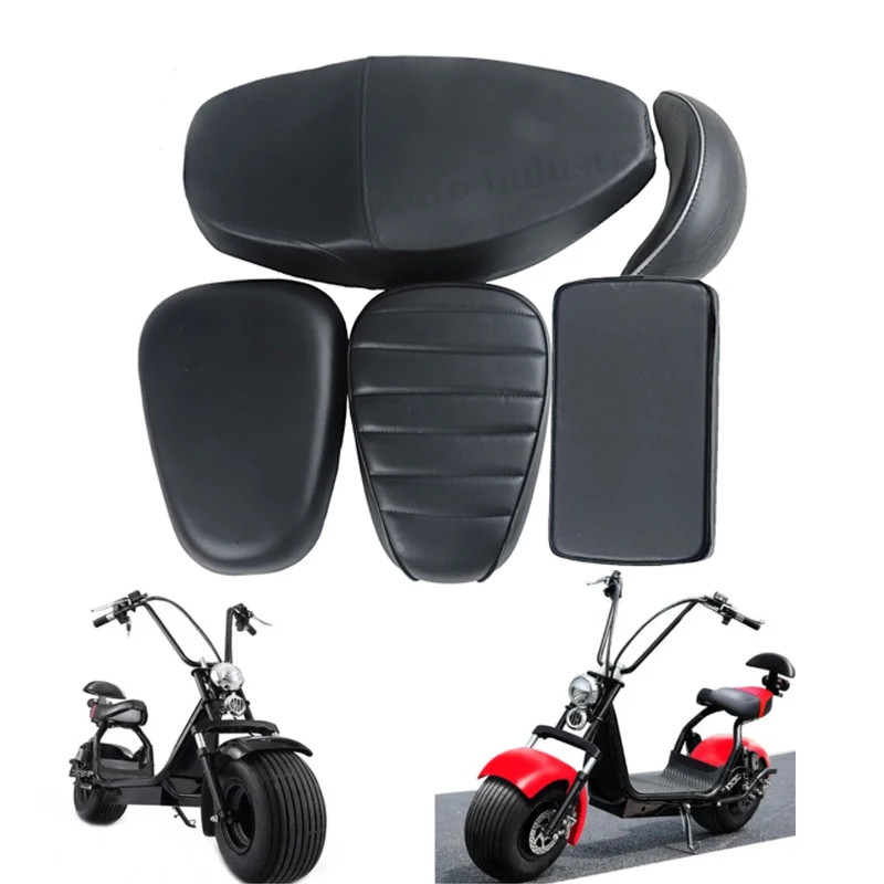 Motorcycle Seat Back Modified Double Rear Seat Cushion Seat Backrest Leather Pad For Harley Citycoco Honda Electric Scooters