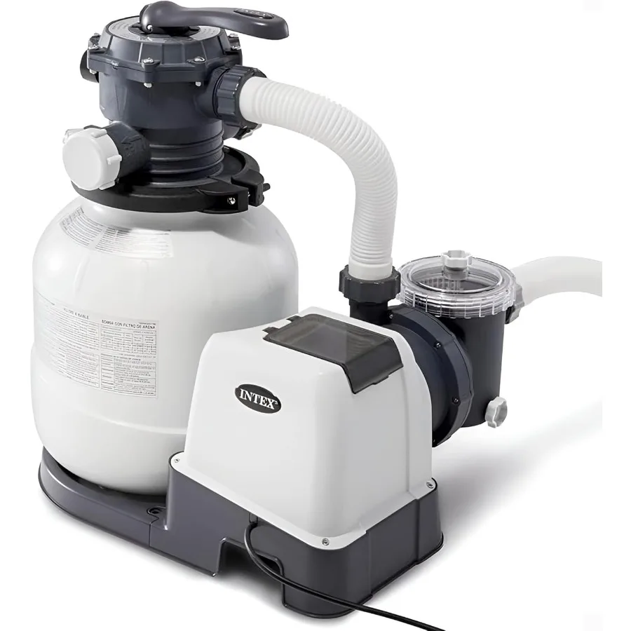 Bomba de filtro de arena transparente Intex SX2100 Krystal para piscinas fuera del suelo: caudal de bomba de 2100 GPH Circulación y filtración mejorados