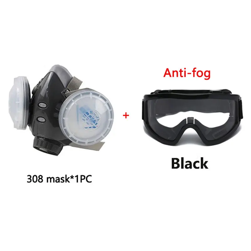 308 Dual Filter Dust-proof Respirator Reusable Half Face Dust Mask For Work Safety Carpenter Builder Polishing Daily Protection