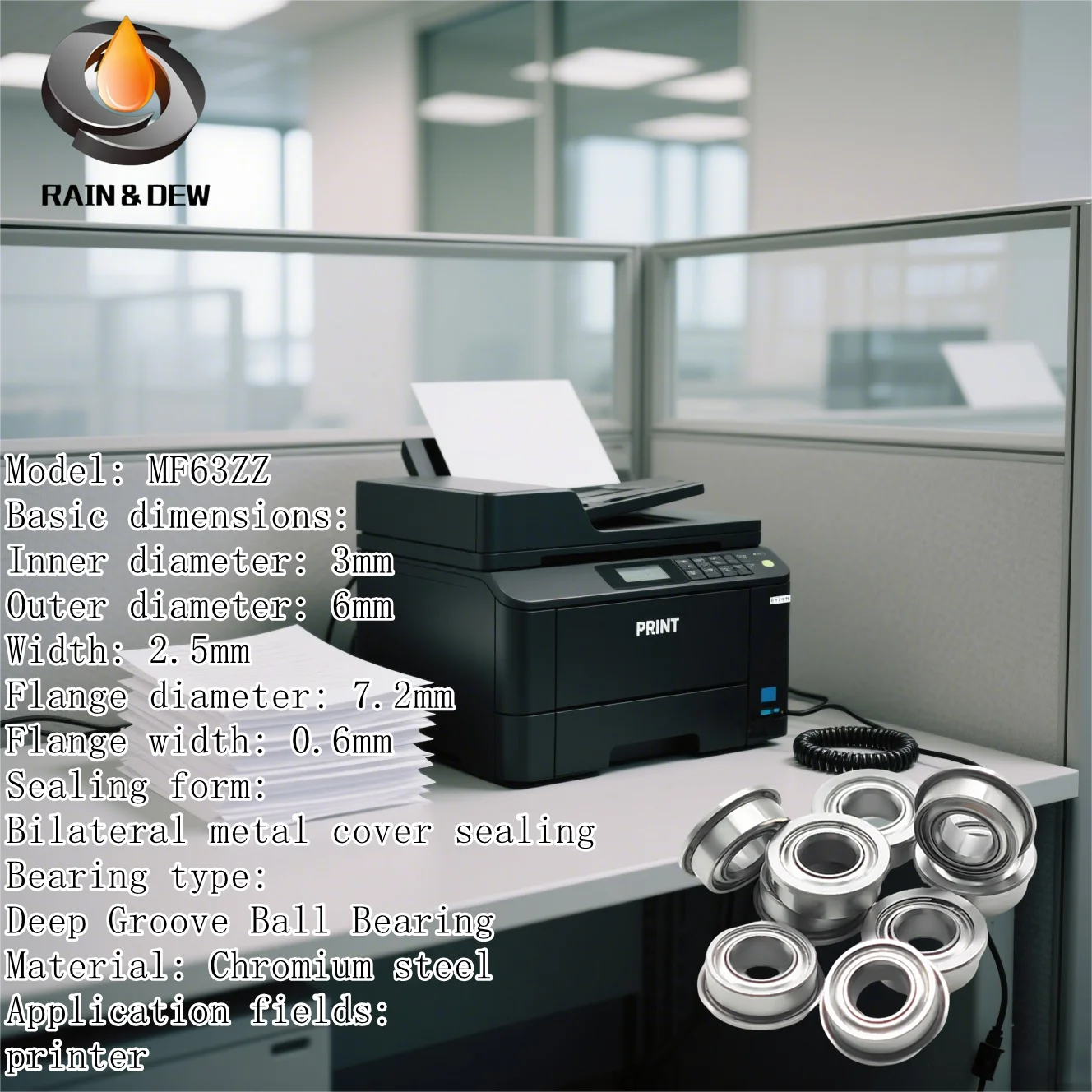 

4Pcs MF52ZZ Flange Ball Bearing ABEC-7 Micro Precision Bearings 2*5*2.5mm