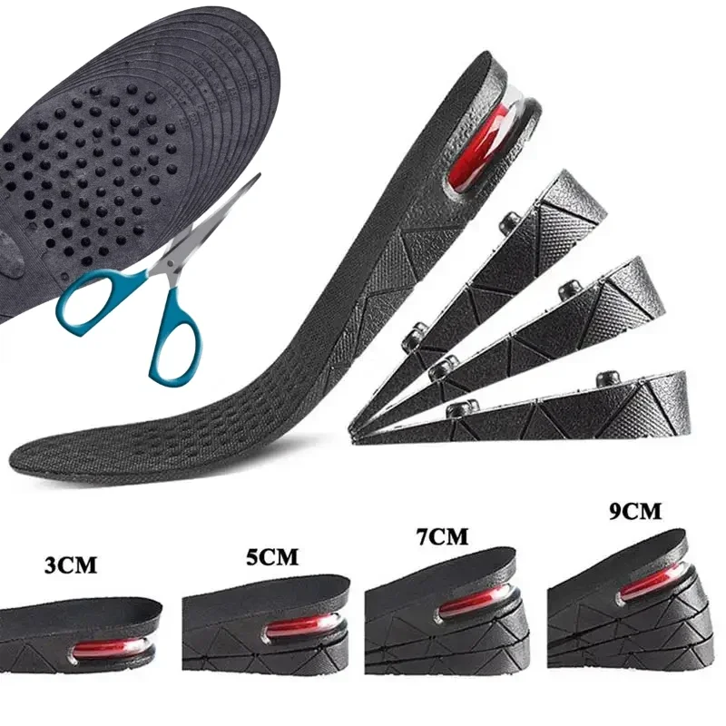 Height Increase Insoles Air Cushion Elevator Insole Invisible Heightening Template Men Women Taller Insole 3-9cm Variable Height