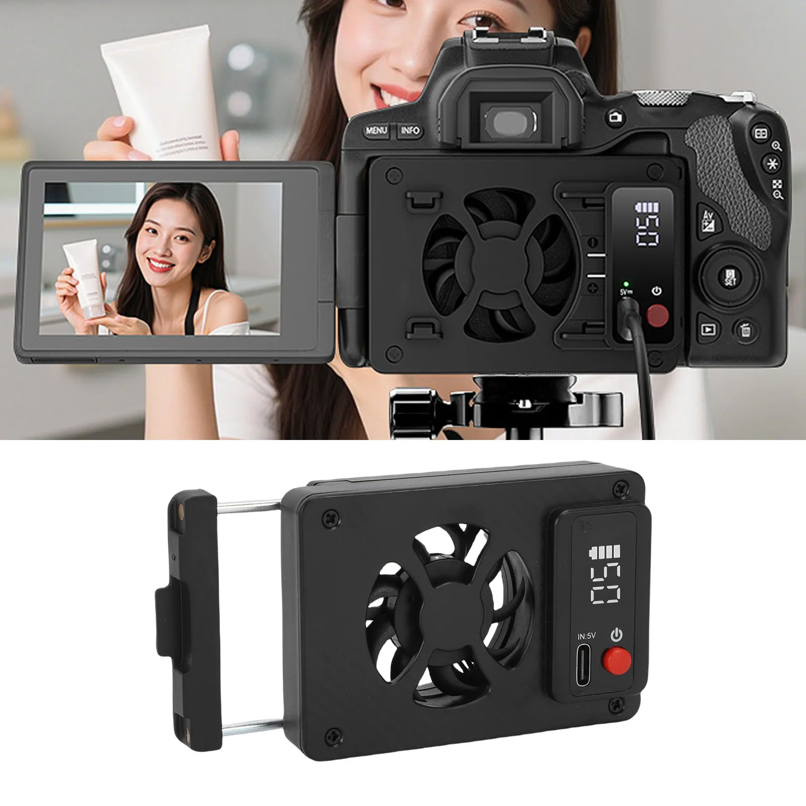 

Вентилятор охлаждения камеры подходит для RP A7M4 A7C ZVE10 FX30 R5, 5-скоростной внешний охлаждающий вентилятор для камеры для видеозаписи