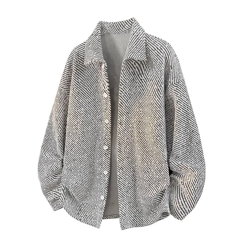 

Men's Casual Knitted Cardigan Jacket Long Sleeve Loose Fit Polyester Fabric Spring Shirt Style Lightweight Fashionable