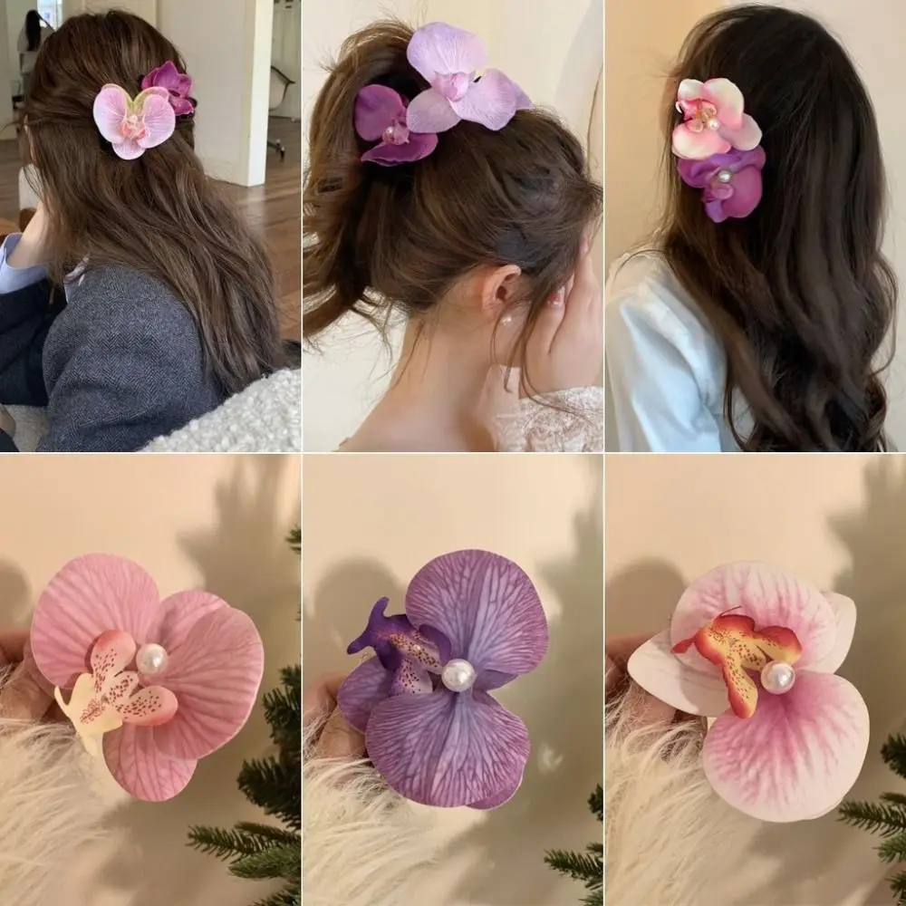 Phalaenopsis Pearl Hair Clip Orchid Butterfly Hair Clip Hair Accessories Hair Styling Tools Bow Flower Hair Clips Duckbill Clip