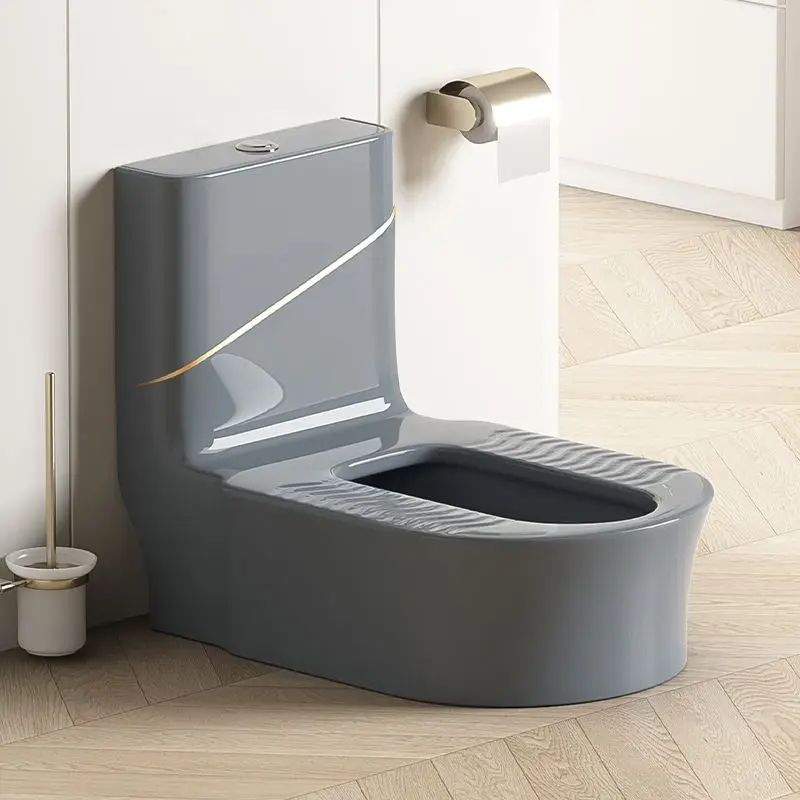 Gray integrated with curved pit-free squatting toilet, toilet seat is changed to squatting toilet, squatting toilet is free of b