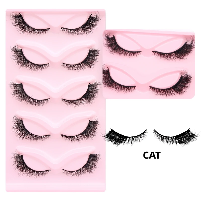 DINGSEN 5 Paar Katzenwimpern Flauschige Katzenwimpern Künstliche Wimpern Natürlich Aussehende Lange Nerzwimpern Streifenwimpern Katzenaugen-Wimpern – Detail 16