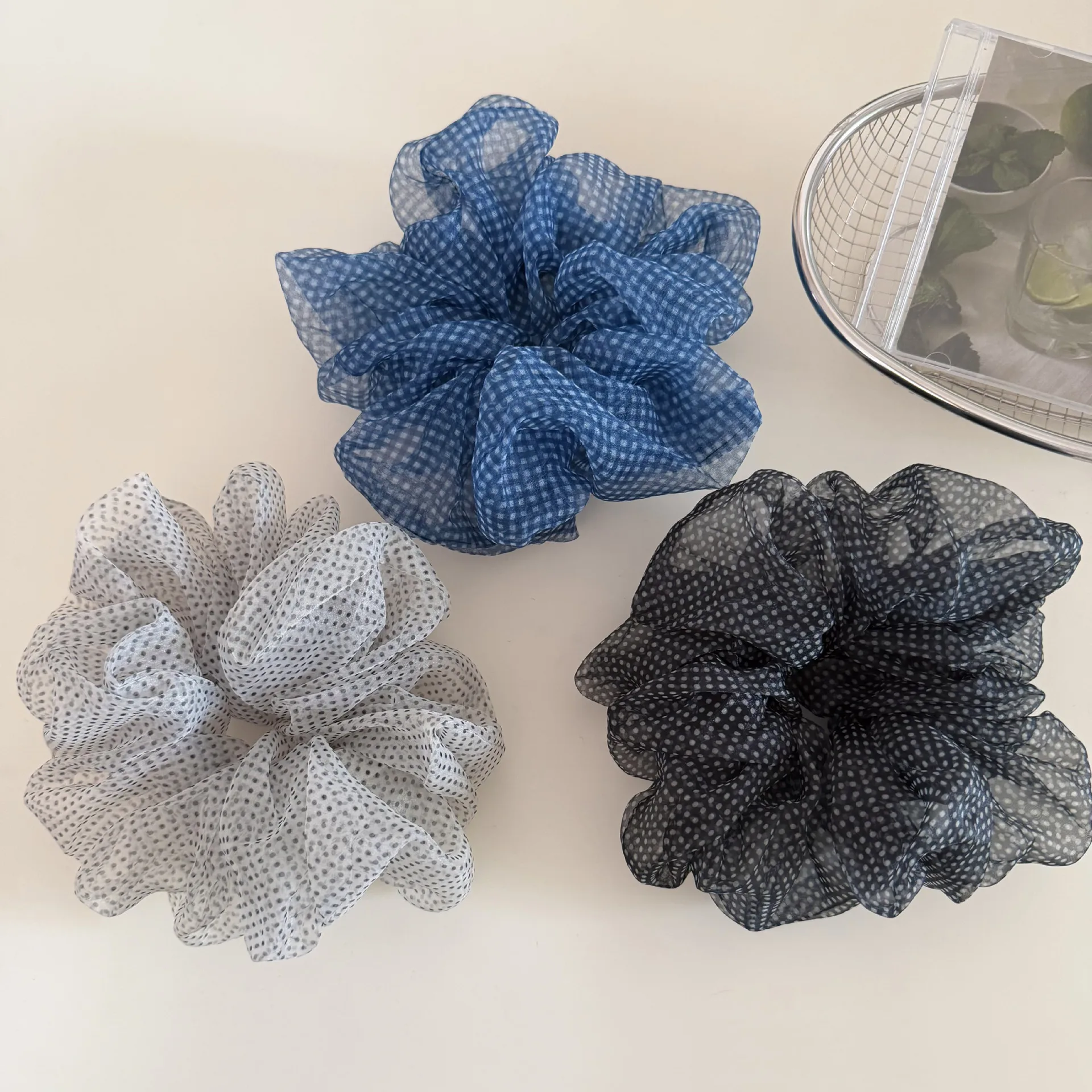 

Polka Dot Ponytail Holders High Elastic Hair Ties Hair Accessories For Women Vintage Hair Scrunchies Leopard Print Organza