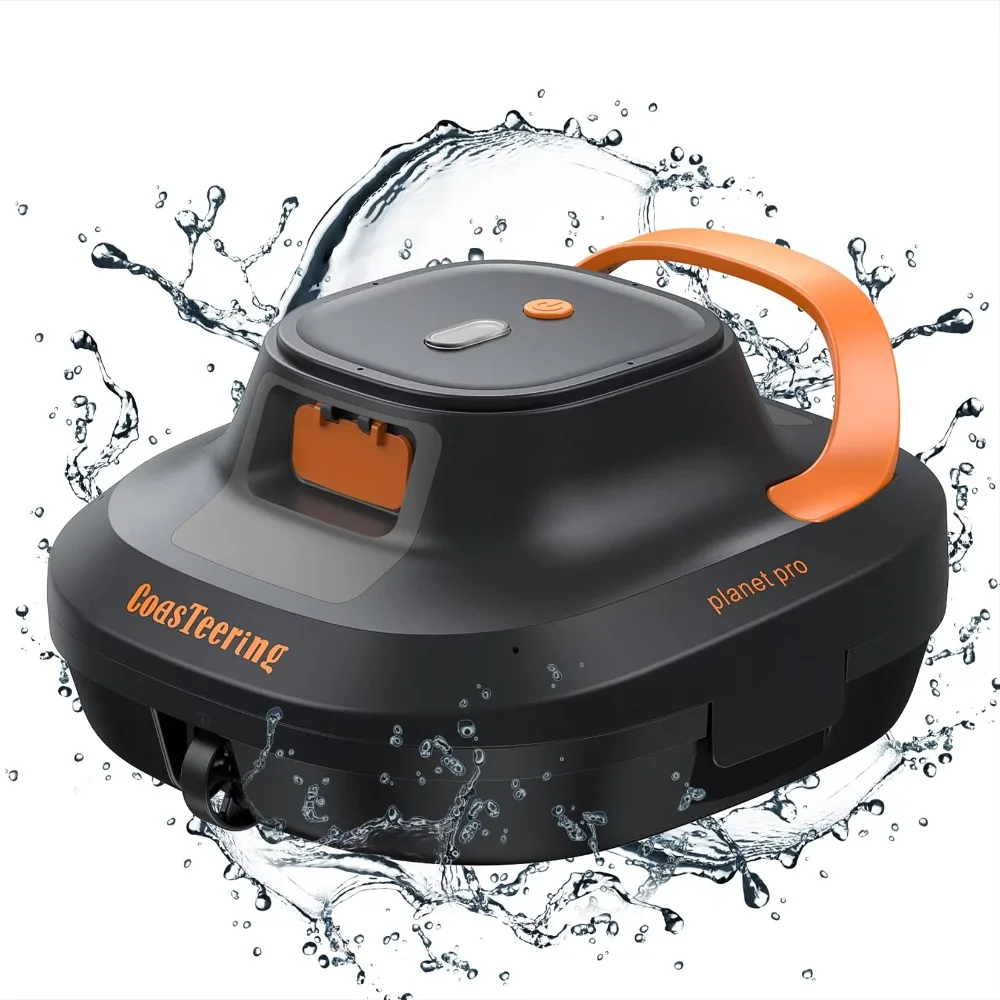 Wireless Automatic Pool Vacuum Robot, Cordless Rechargeable Cleaner for Flat Bottom Pools and Hot Tubs