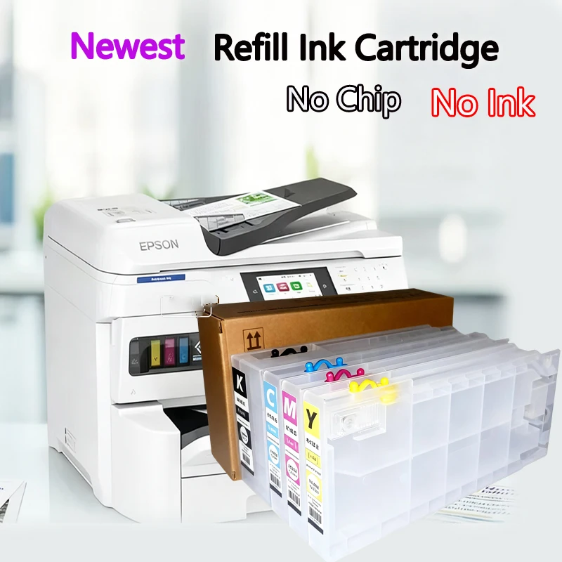 

4Color Large Capacity Empty Refill Ink Cartridge No Chip No Ink for Epson EM-C7100 C7100 WF-C8690 C8190 PX-S7110