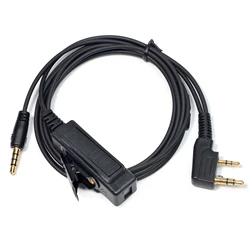 2 Pin Radio K1 to 3.5mm Headset Audio Cable Adapter with Built-in Mics for Kenwood Baofeng UV-5R UV-82 BF-888S Walkie Talkie