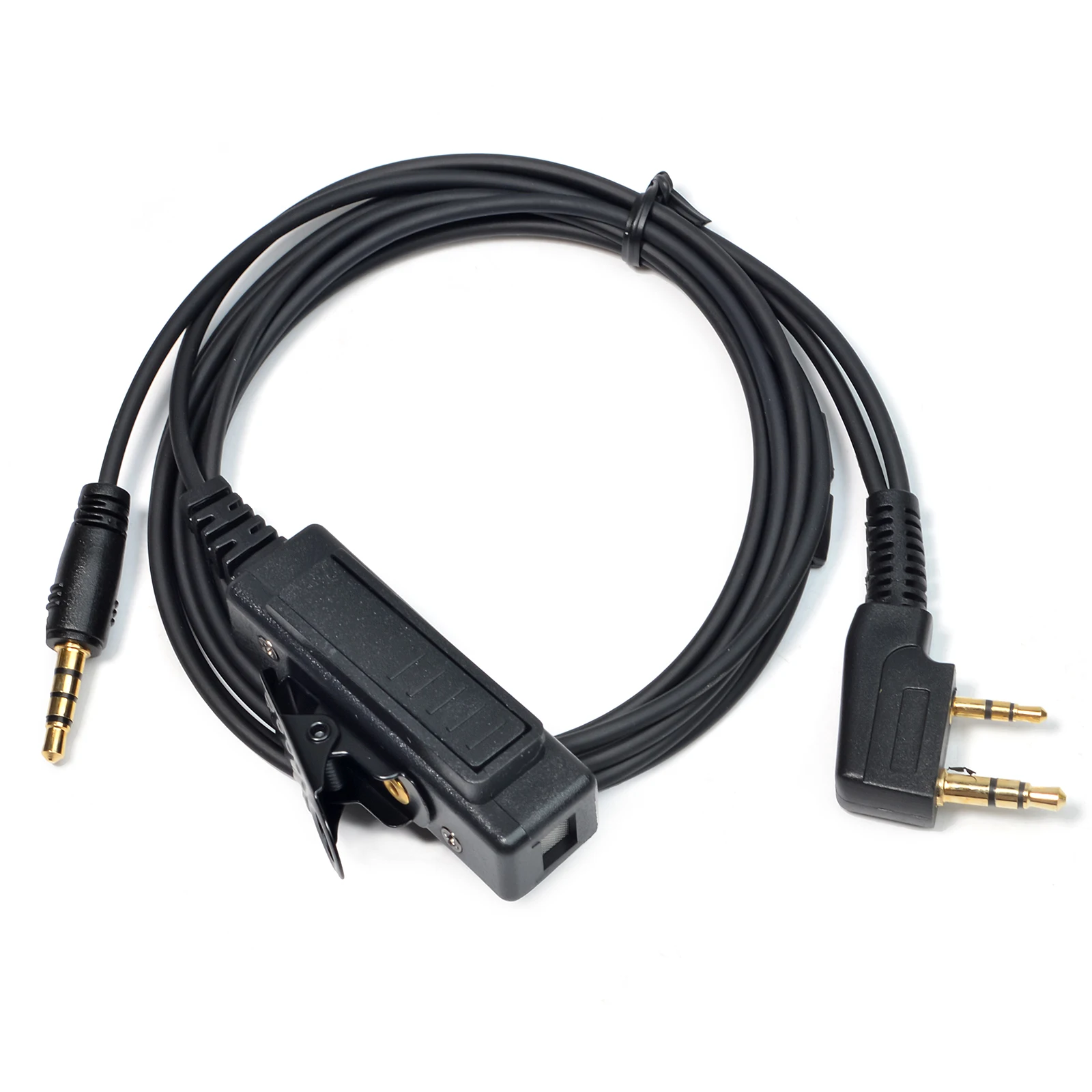 2 Pin Radio K1 to 3.5mm Headset Audio Cable Adapter with Built-in Mics for Kenwood Baofeng UV-5R UV-82 BF-888S Walkie Talkie