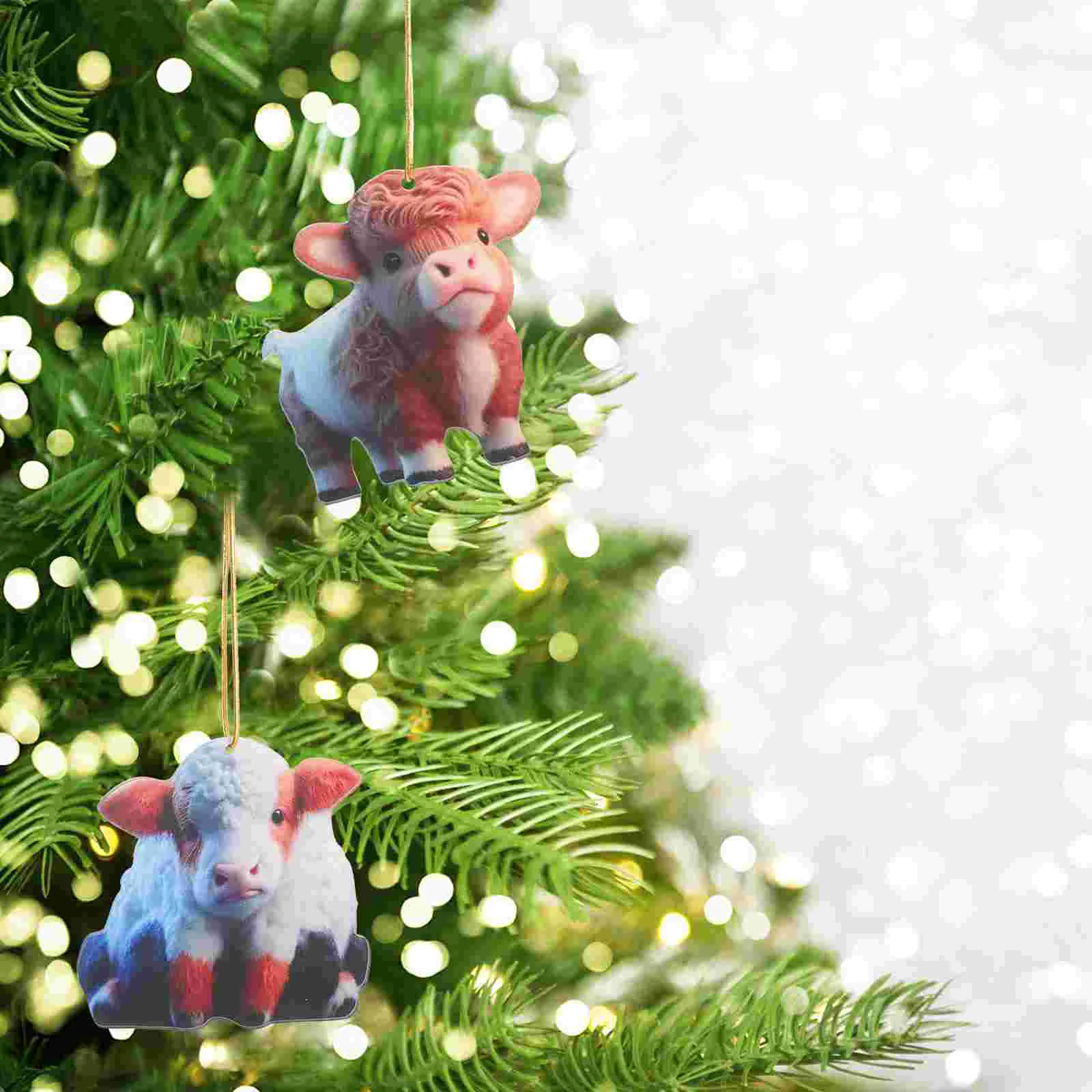 2 Pcs Highland Cow Creative Pendant Yak Plateau Decoration Acrylic (1+2) 2pcs Hanging Party Other Plastic Products Ornament