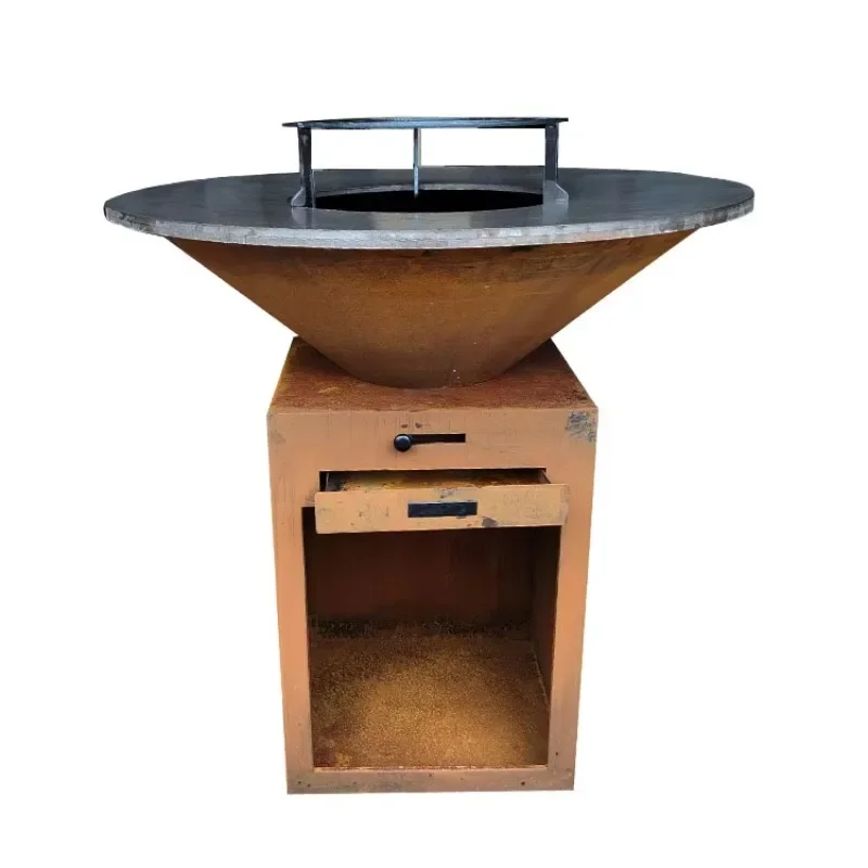 Garden Corten Steel Fire Pit Barbecue Grill Bbq Grill Bbq Grill