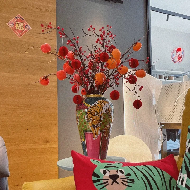 HandPainted Tiger Decorative Vases Modern Porch Flower Holder HighEnd Business Gift & Home Decoration for Style Lovers