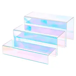 Iridescent Display Risers Shelf for Collectibles Organizer Jewelry Cosmetic Perfume Stand Action Figure Shoes Display for Table