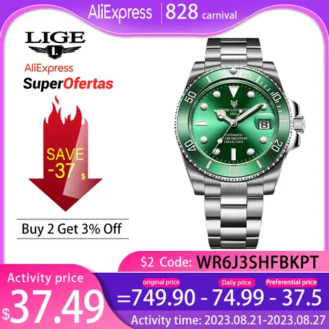 Men’s Automatic Tourbillon Watch 100ATM LIGE