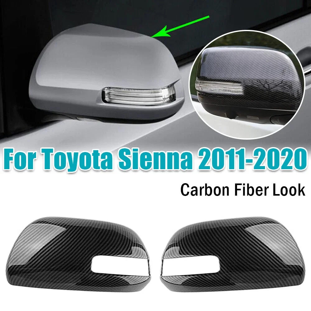 

For Toyota Sienna 2011-2020 Car Sticker Rearview Side Mirror Cover Wing Cap Exterior Door Rear View Case Trim Carbon Fiber Look