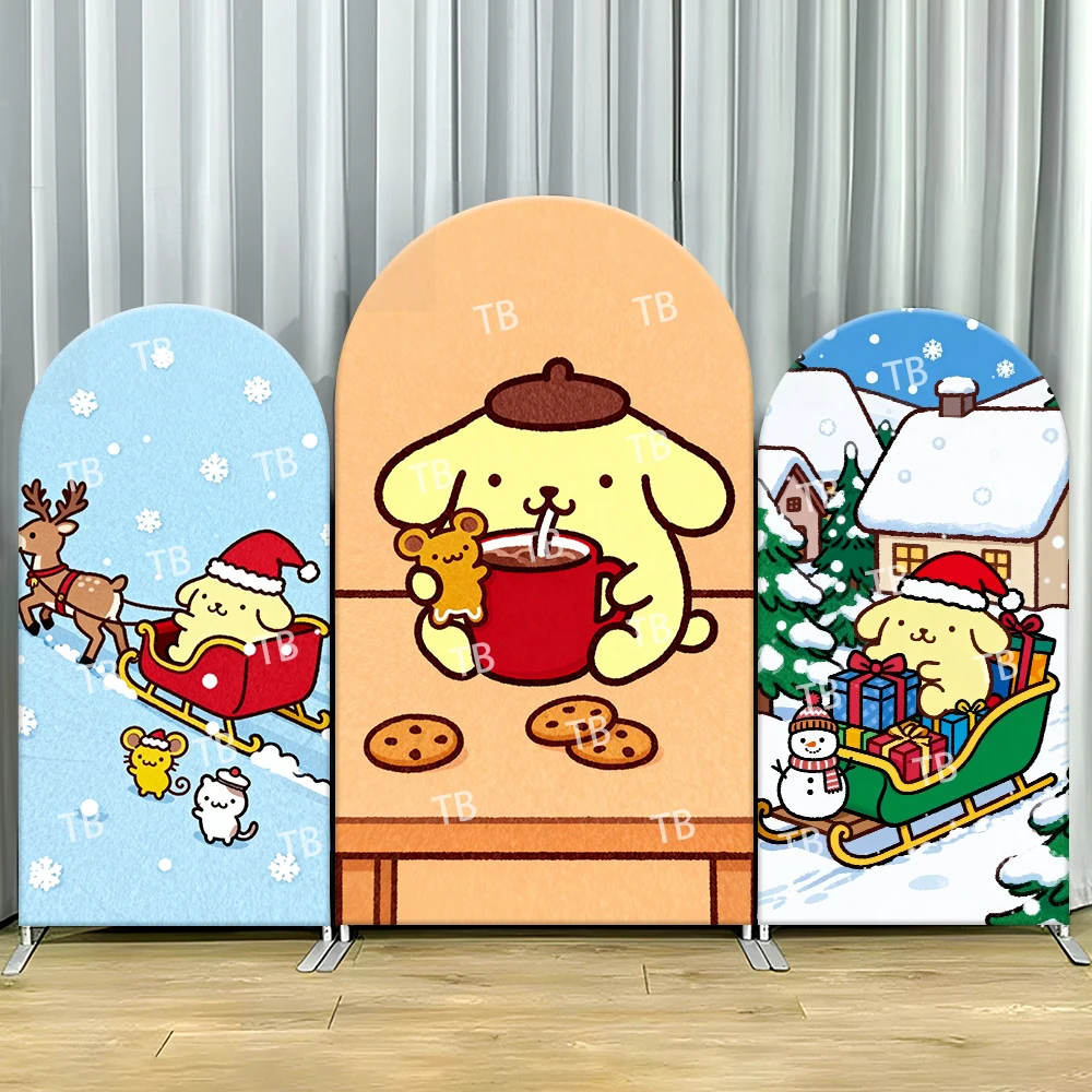 

Sanrio Pompompurin Christmas Cozy Style Arch Backdrop Cover Kawaii Decor Photo Booth Prop for Kids' Holiday Party Decoration